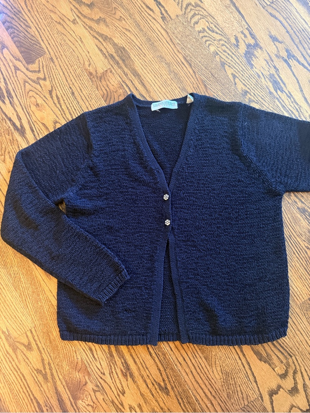 Valerie Stevens Black Button Front Cardigan with sparkly buttons